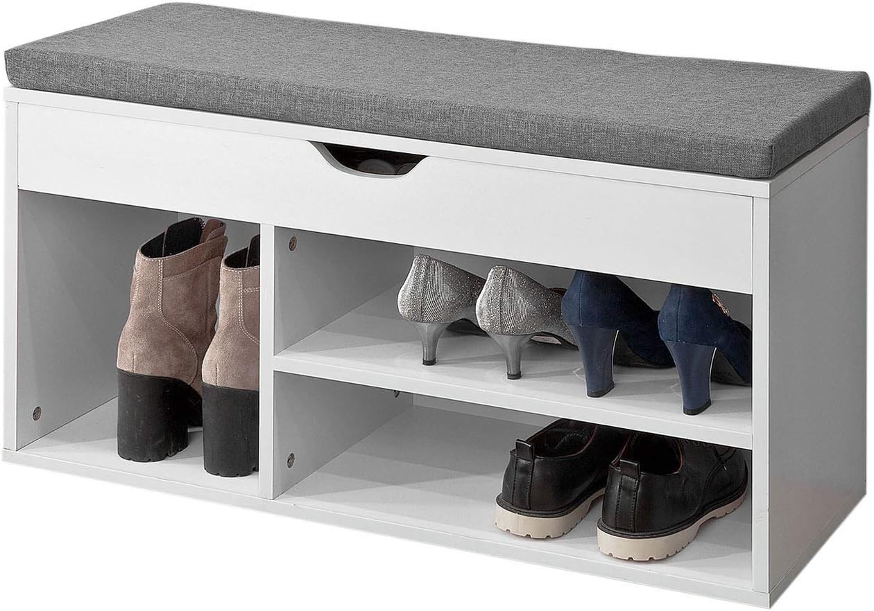Padded Shoe Bench Lift Up Storage - ShopFrenzy