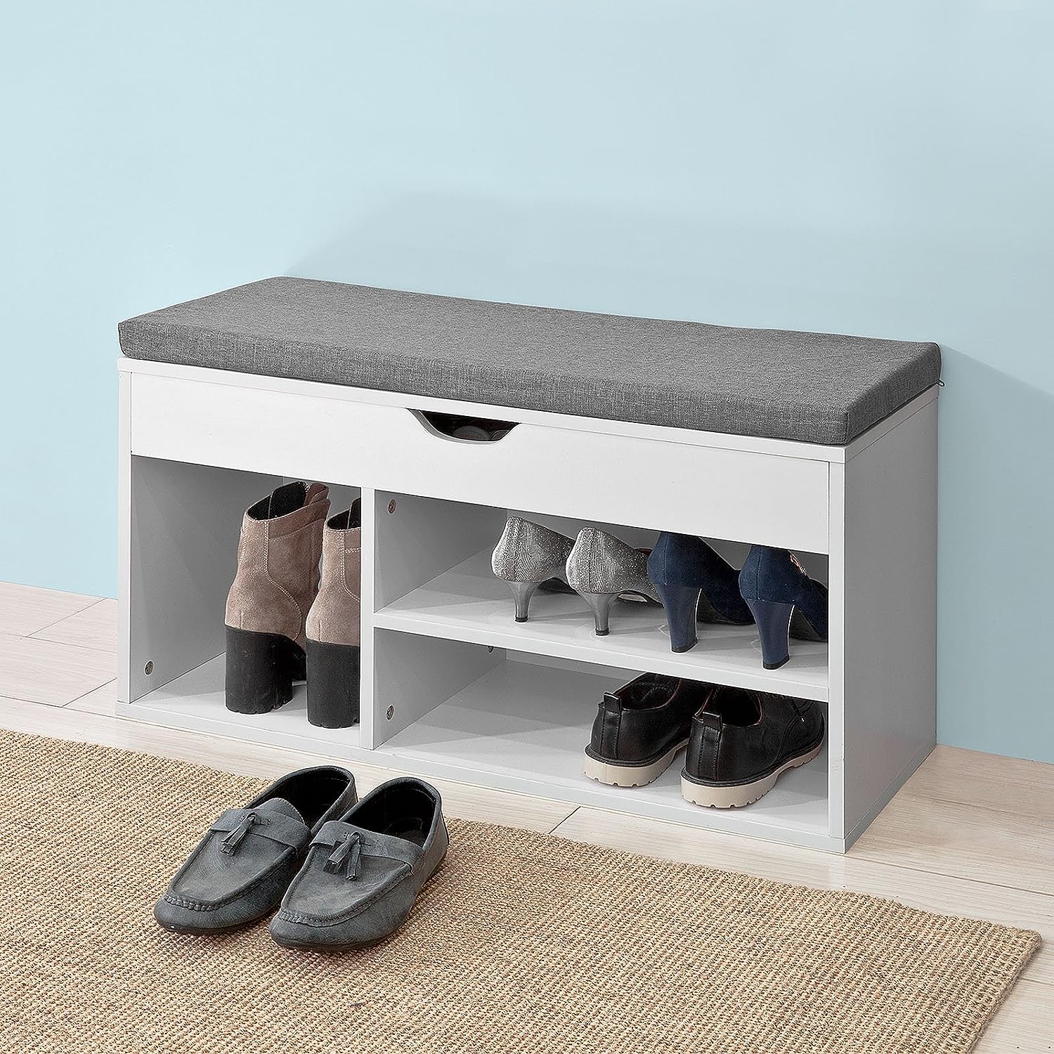 Padded Shoe Bench Lift Up Storage - ShopFrenzy