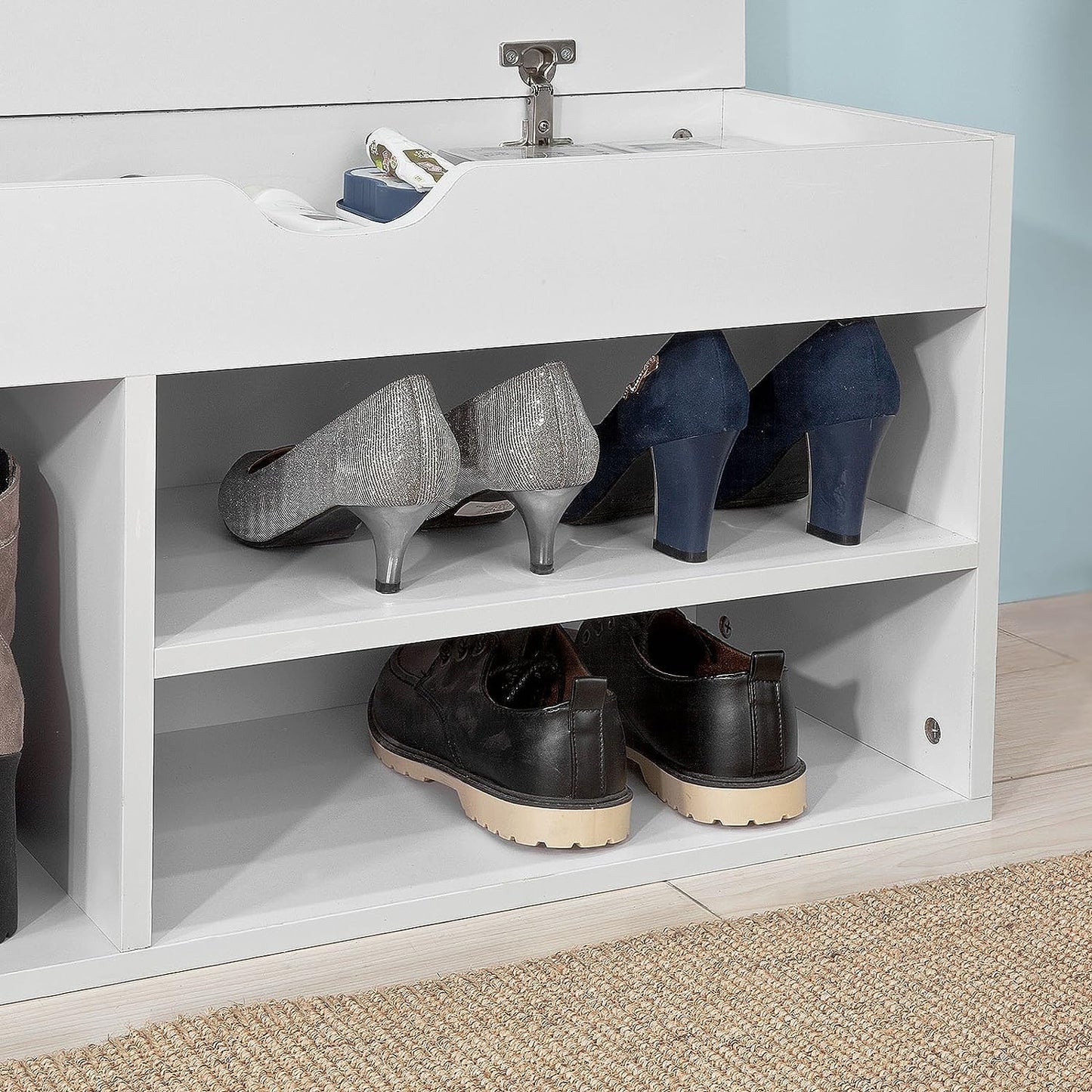 Padded Shoe Bench Lift Up Storage - ShopFrenzy