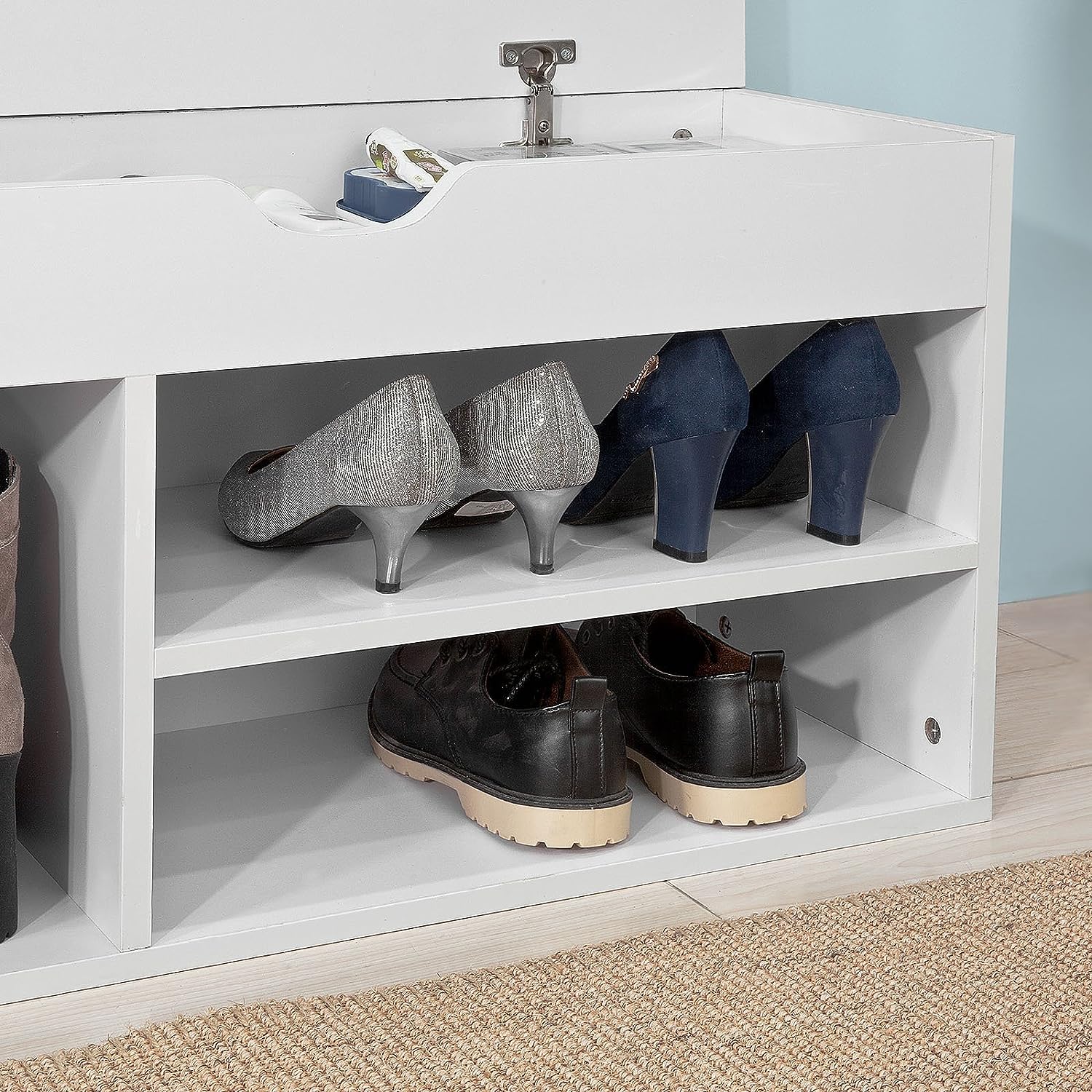 Padded Shoe Bench Lift Up Storage - ShopFrenzy