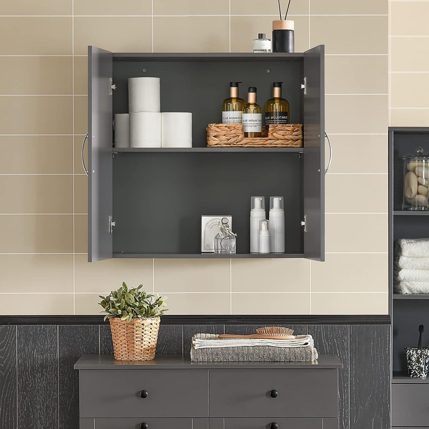 Wall Storage Cabinet Unit Double Doors - ShopFrenzy