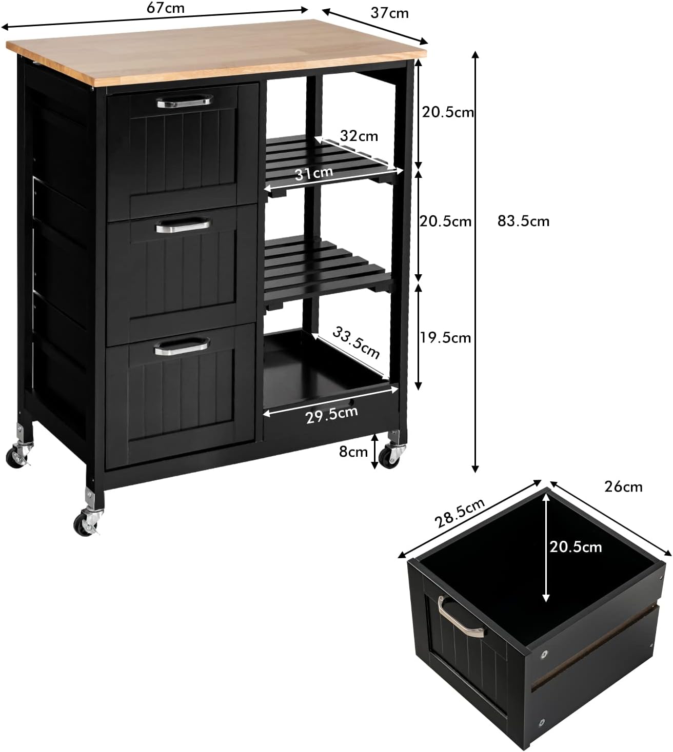 Kitchen Island Cart with Storage, Drawers, Shelves - ShopFrenzy