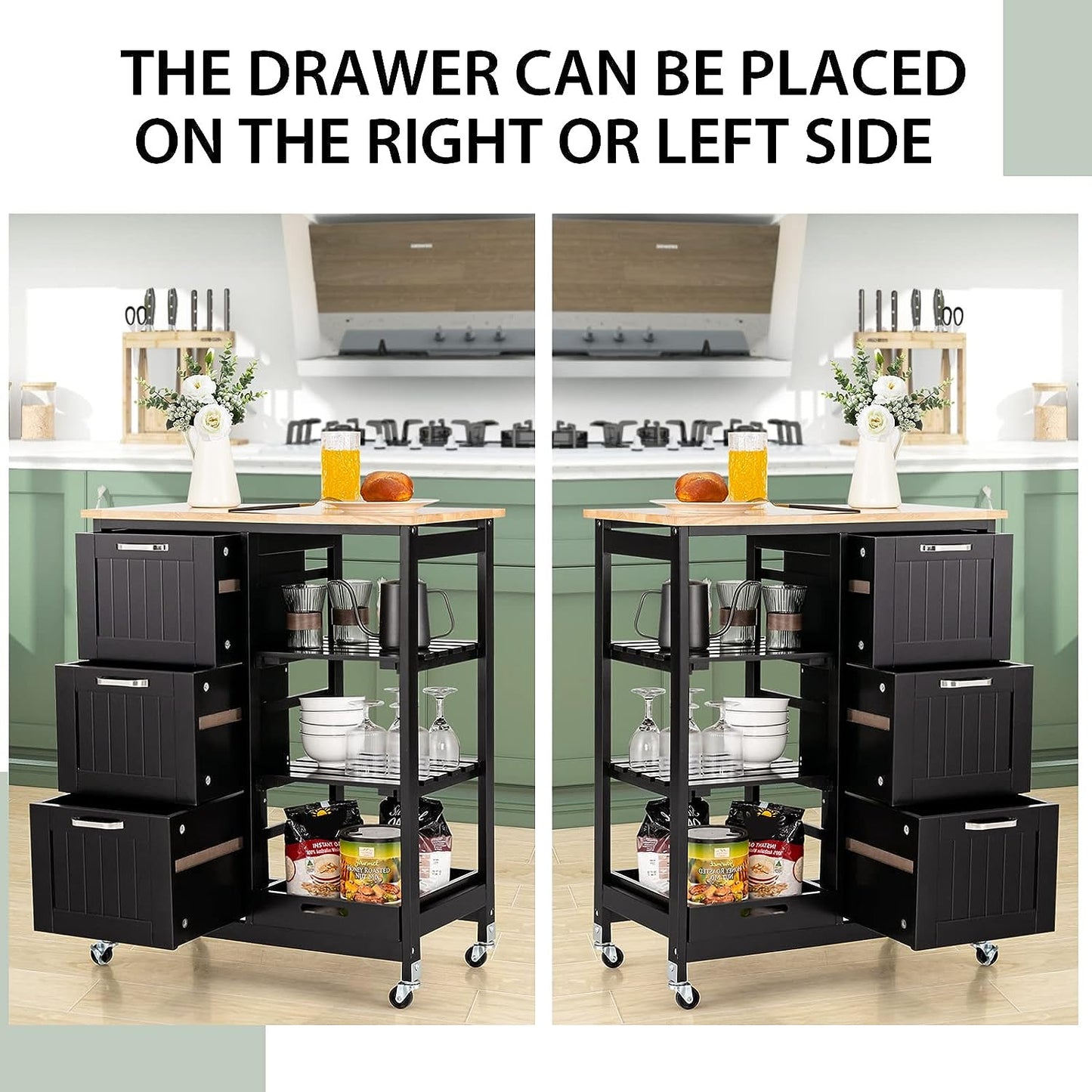 Kitchen Island Cart with Storage, Drawers, Shelves - ShopFrenzy