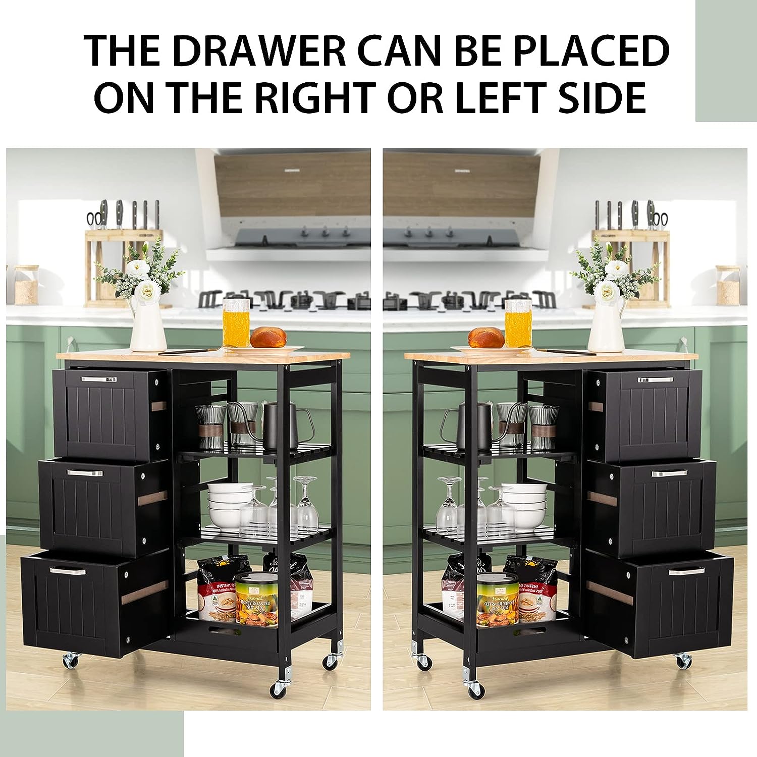 Kitchen Island Cart with Storage, Drawers, Shelves - ShopFrenzy