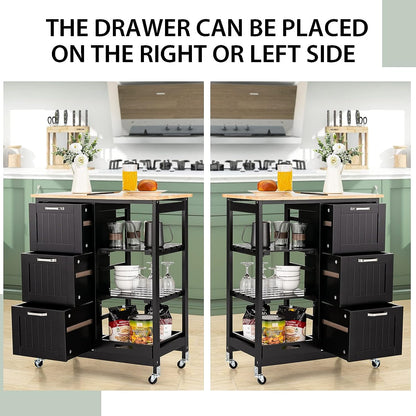 Kitchen Island Cart with Storage, Drawers, Shelves - ShopFrenzy