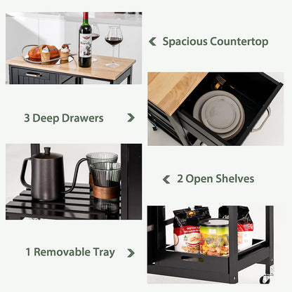 Kitchen Island Cart with Storage, Drawers, Shelves - ShopFrenzy