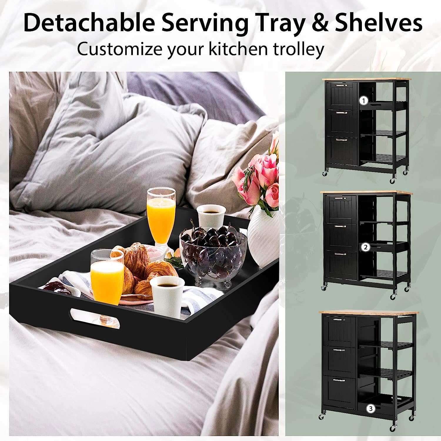 Kitchen Island Cart with Storage, Drawers, Shelves - ShopFrenzy