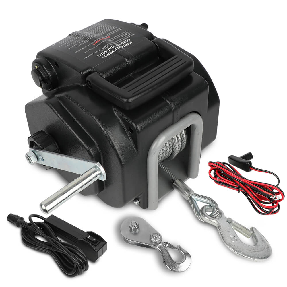 X-BULL Electric Boat Winch 12V 6500LBS Portable Detachable Steel Cable Marine Ship 3000KG 4WD - ShopFrenzy