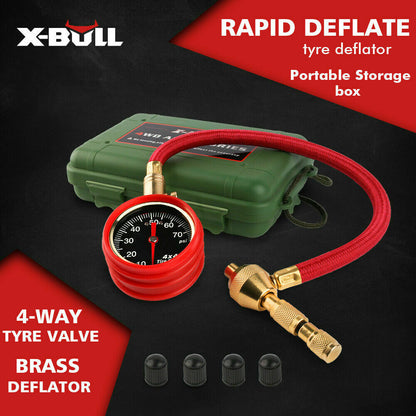 X-BULL Tyre Deflator Tire Air Deflators Rapid With Pressure Gauge Valve Tool 4WD - ShopFrenzy
