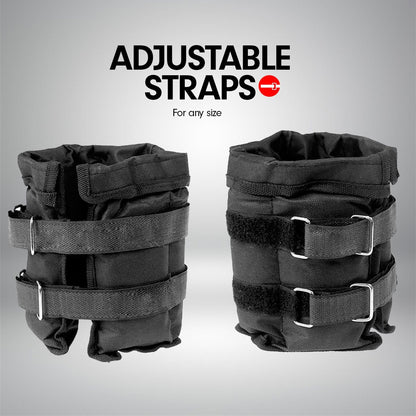 Powertrain Sports Pair 1kg Adjustable Ankle Weights Gym Equipment Wrist Fitness Yoga - ShopFrenzy