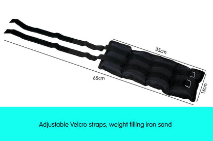 Powertrain Sports Pair 2kg Ankle Weights Home Gym Equipment Wrist Fitness Yoga Training Weights - ShopFrenzy