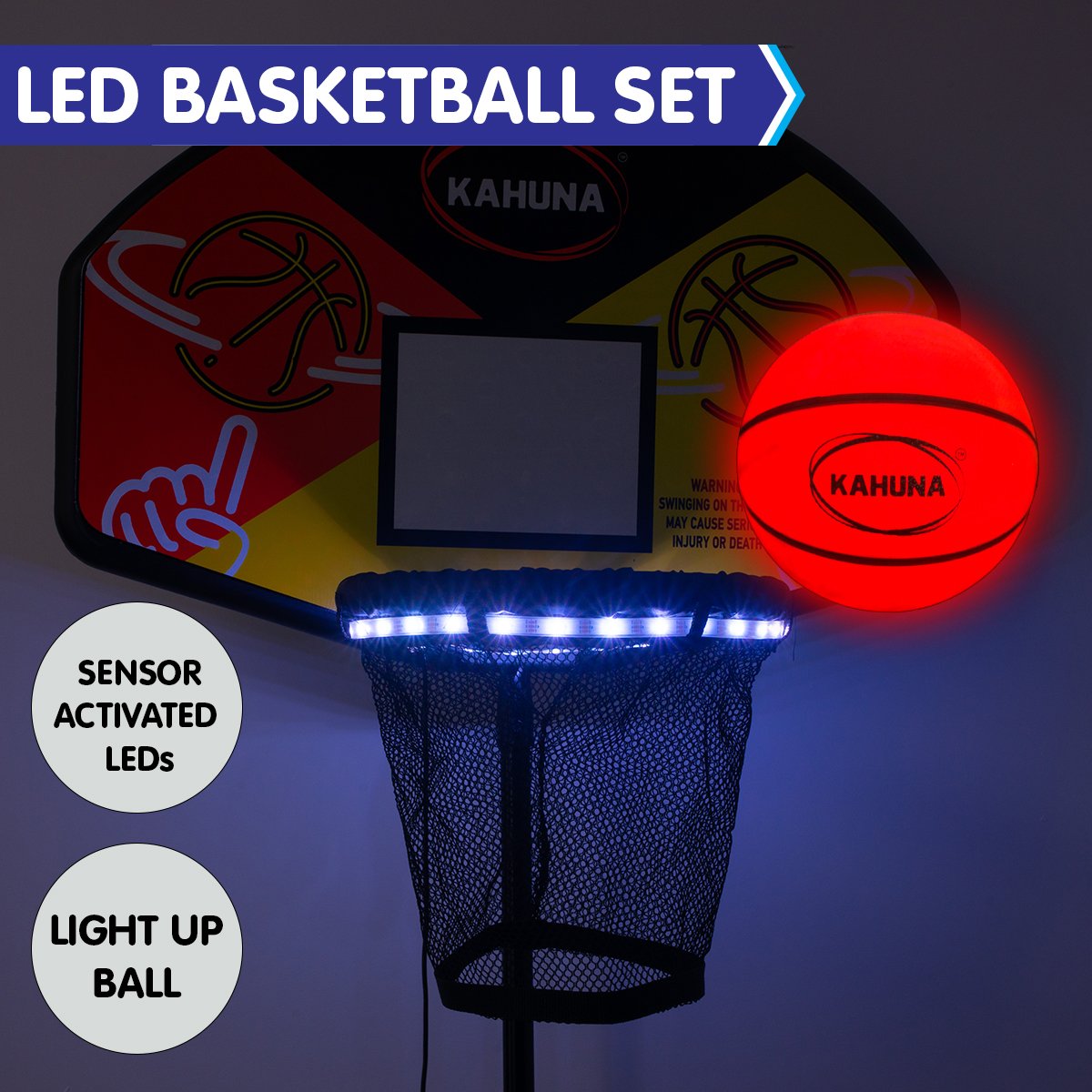 Kahuna Trampoline Led Basketball Hoop Set With Light-up Ball - ShopFrenzy