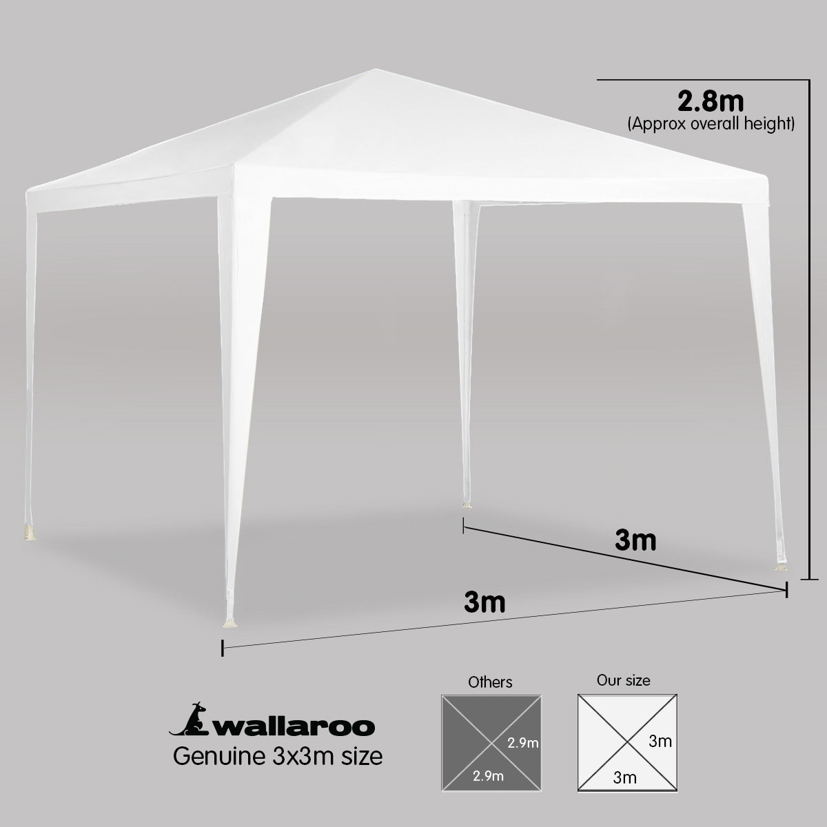Wallaroo 3x3m Outdoor Party Wedding Event Gazebo Tent - White - ShopFrenzy