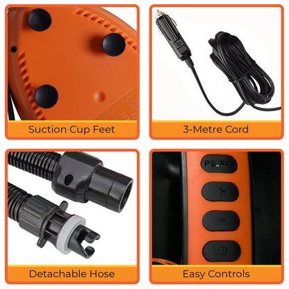 Kahuna Portable Electric Air Pump 12V for Inflatable Paddle Boards - ShopFrenzy