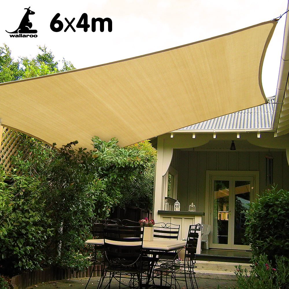 Wallaroo Rectangular Shade Sail 6m x 4m - Sand - ShopFrenzy