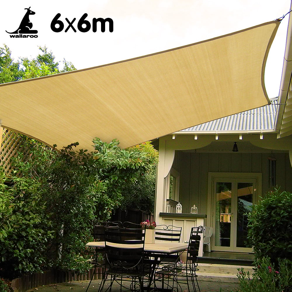 Wallaroo Square Shade Sail 6m x 6m - Sand - ShopFrenzy