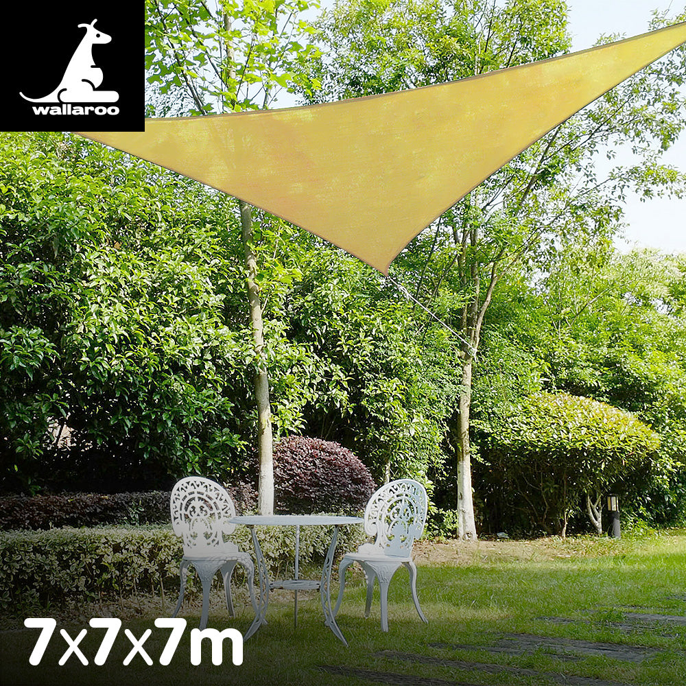 Wallaroo Triangle Shade Sail 7x7x7 - Sand - ShopFrenzy