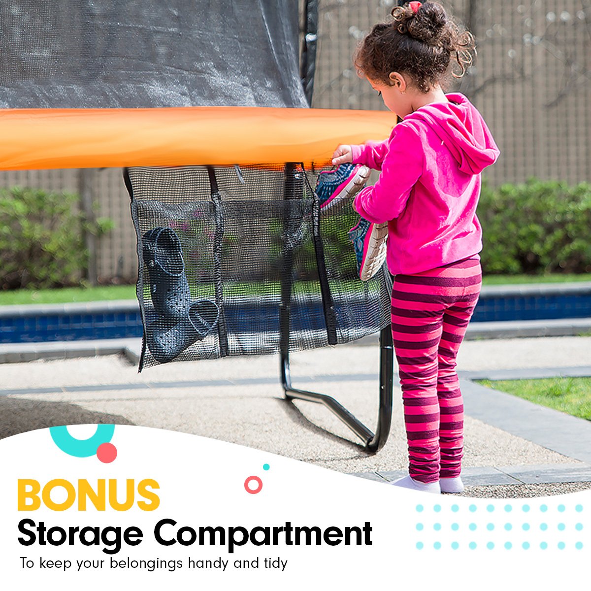 Kahuna 8ft Outdoor Orange Trampoline For Kids And Children Suited For Fitness Exercise Gymnastics With Safety Enclosure Basketball Hoop Set - ShopFrenzy