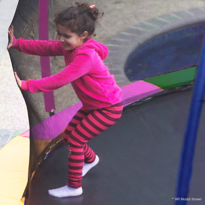 Kahuna 8ft Outdoor Trampoline Kids Children With Safety Enclosure Mat Pad Net Ladder Basketball Hoop Set - Rainbow - ShopFrenzy