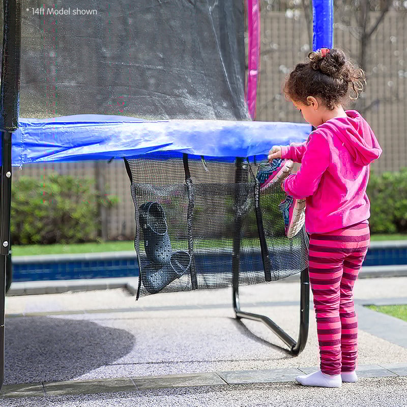 Kahuna 8ft Outdoor Trampoline Kids Children With Safety Enclosure Mat Pad Net Ladder Basketball Hoop Set - Rainbow - ShopFrenzy