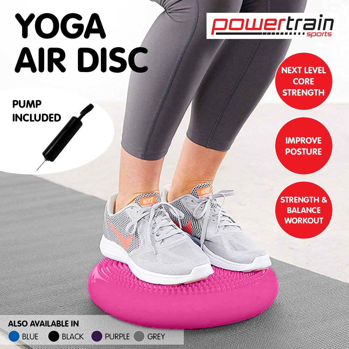 Powertrain Yoga Stability Disc Home Gym Pilates Balance Trainer - Pink - ShopFrenzy