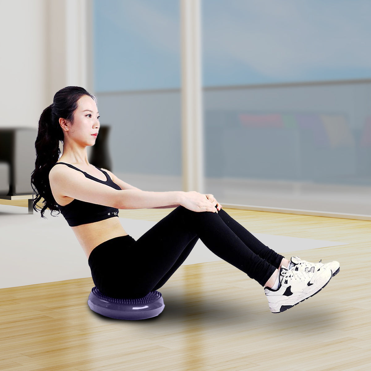 Powertrain Yoga Stability Disc w/ Pump Home Gym Pilate Balance Trainer - Purple - ShopFrenzy