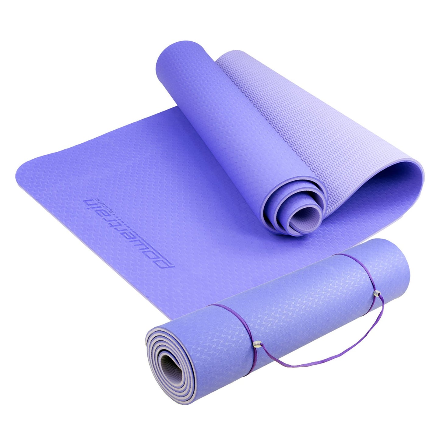 Powertrain TPE Yoga Exercise Mat Home Gym Pilates Fitness 8mm Thick in Light Purple - ShopFrenzy