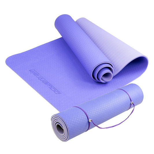Powertrain TPE Yoga Exercise Mat Home Gym Pilates Fitness 8mm Thick in Light Purple - ShopFrenzy