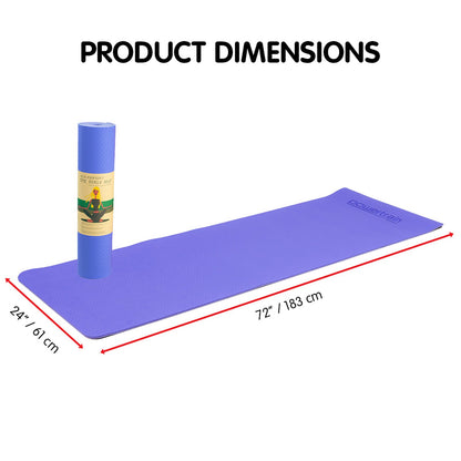 Powertrain TPE Yoga Exercise Mat Home Gym Pilates Fitness 8mm Thick in Light Purple - ShopFrenzy