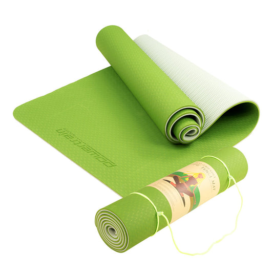Powertrain TPE Yoga Exercise Mat Home Gym Pilates Fitness 8mm Thick in Green - ShopFrenzy