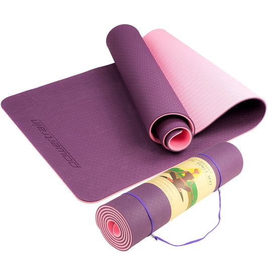Powertrain TPE Yoga Exercise Mat Home Gym Pilates Fitness 8mm Thick in Dark Purple - ShopFrenzy