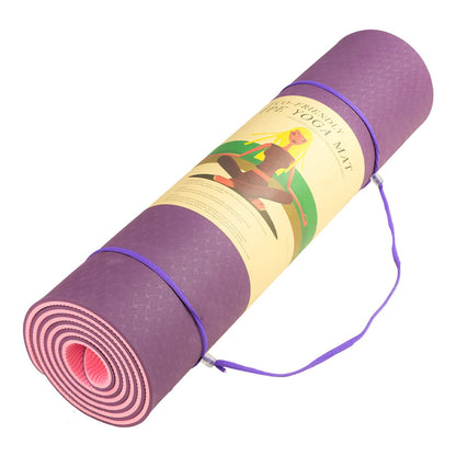 Powertrain TPE Yoga Exercise Mat Home Gym Pilates Fitness 8mm Thick in Dark Purple - ShopFrenzy