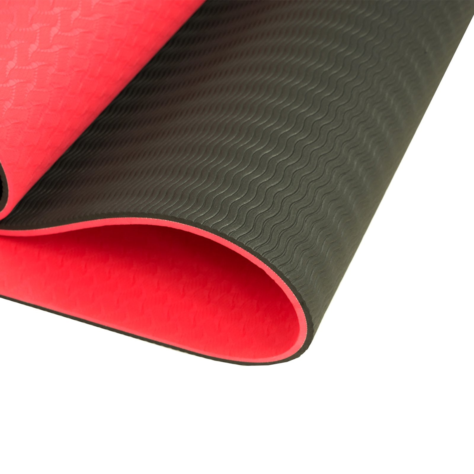 Powertrain TPE Yoga Exercise Mat Home Gym Pilates Fitness 8mm Thick in Red - ShopFrenzy