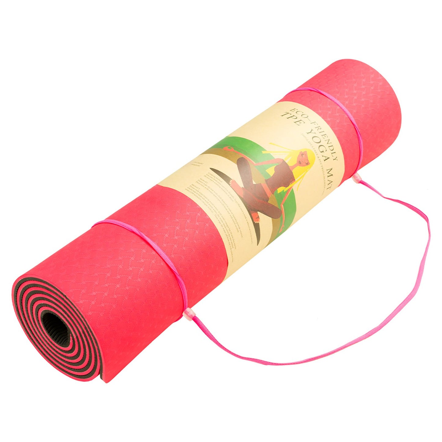 Powertrain TPE Yoga Exercise Mat Home Gym Pilates Fitness 8mm Thick in Red - ShopFrenzy