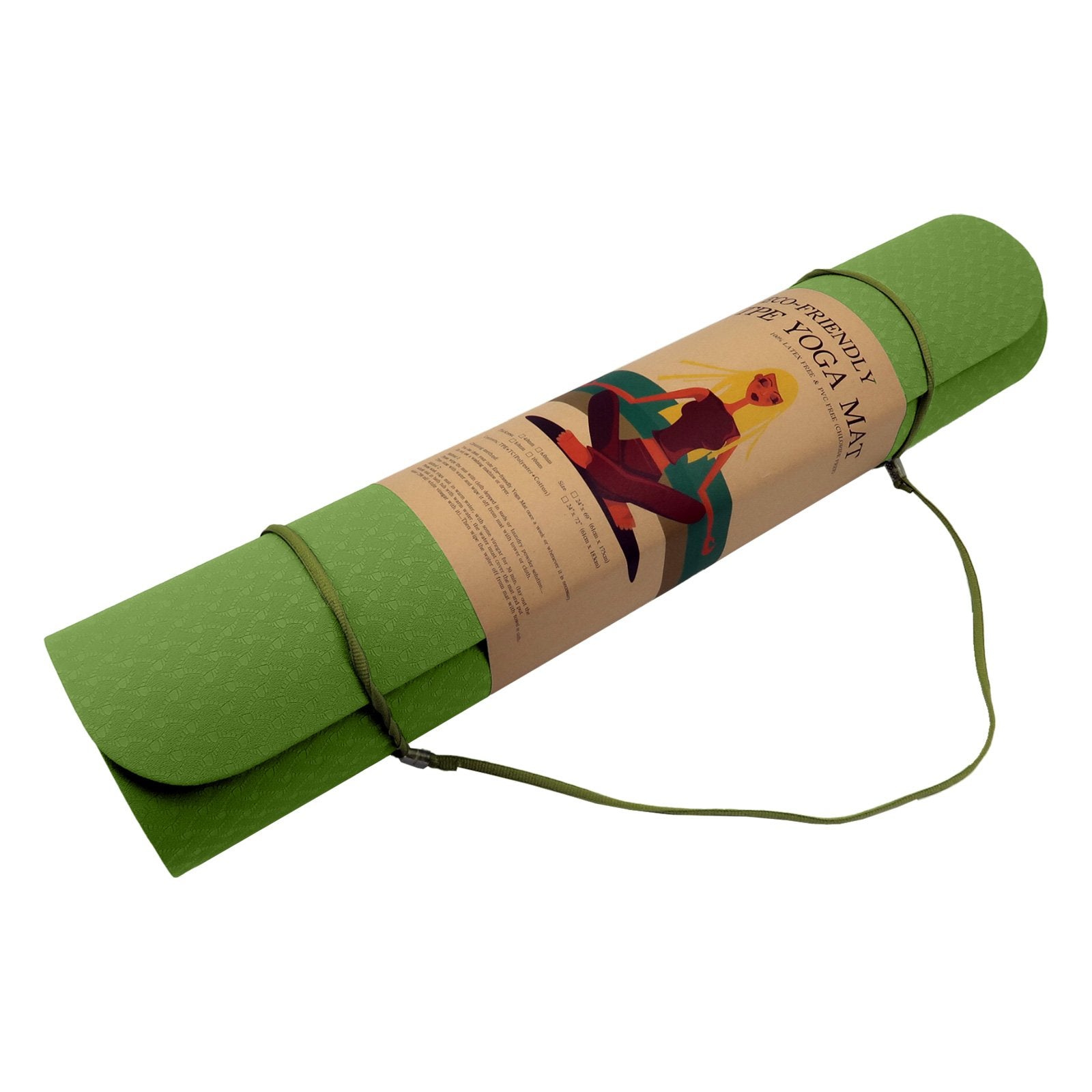 Powertrain Eco-friendly Dual Layer 6mm Yoga Mat | Olive | Non-slip Surface And Carry Strap For Ultimate Comfort And Portability - ShopFrenzy