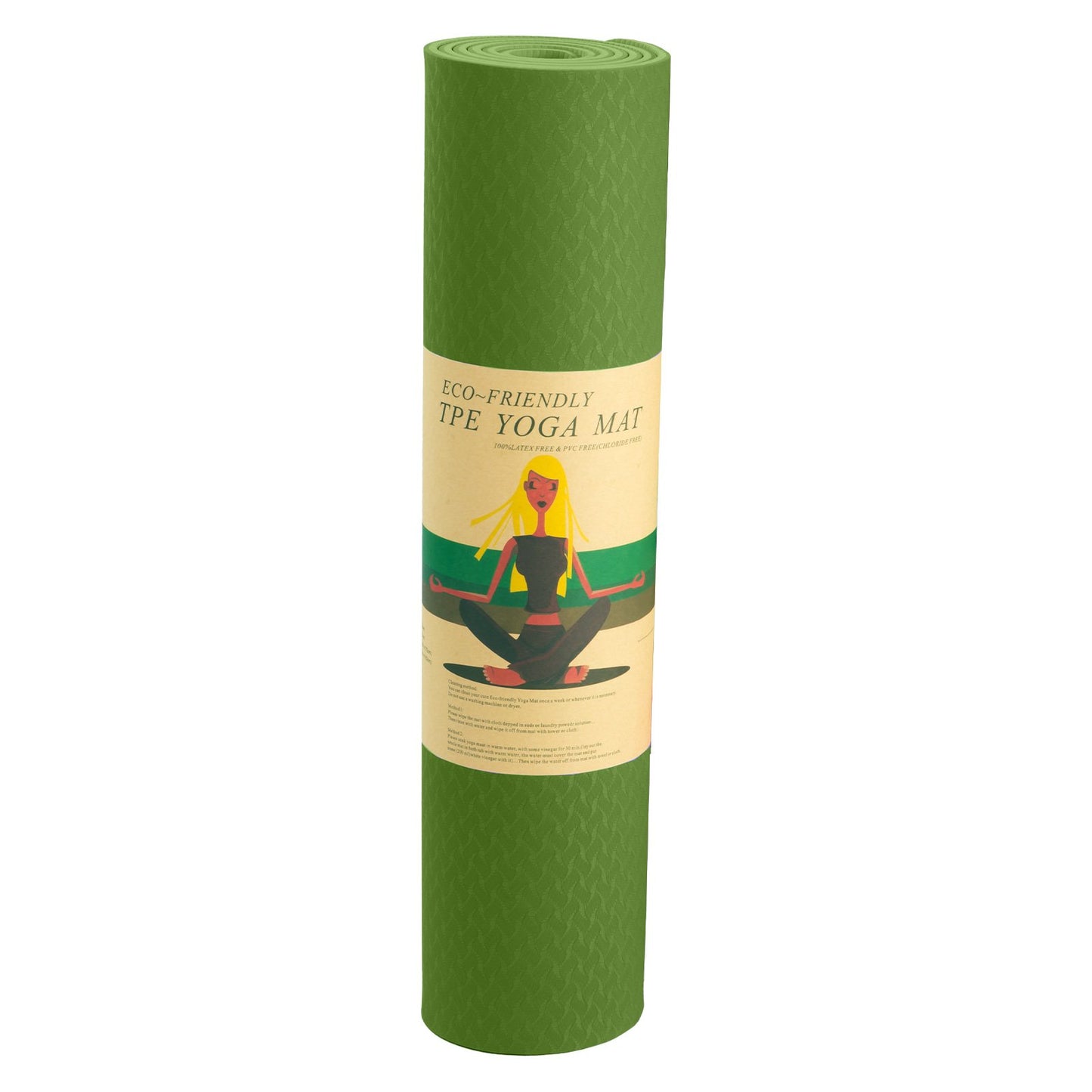 Powertrain Eco-friendly Dual Layer 6mm Yoga Mat | Olive | Non-slip Surface And Carry Strap For Ultimate Comfort And Portability - ShopFrenzy