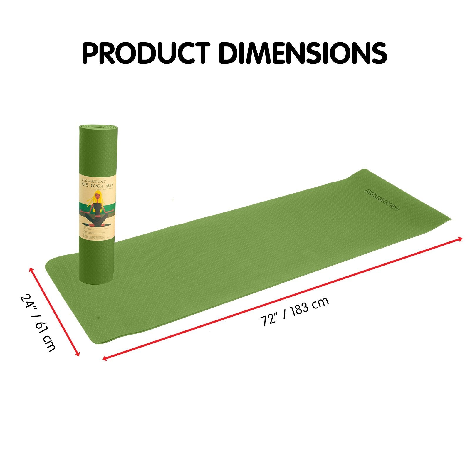 Powertrain Eco-friendly Dual Layer 6mm Yoga Mat | Olive | Non-slip Surface And Carry Strap For Ultimate Comfort And Portability - ShopFrenzy