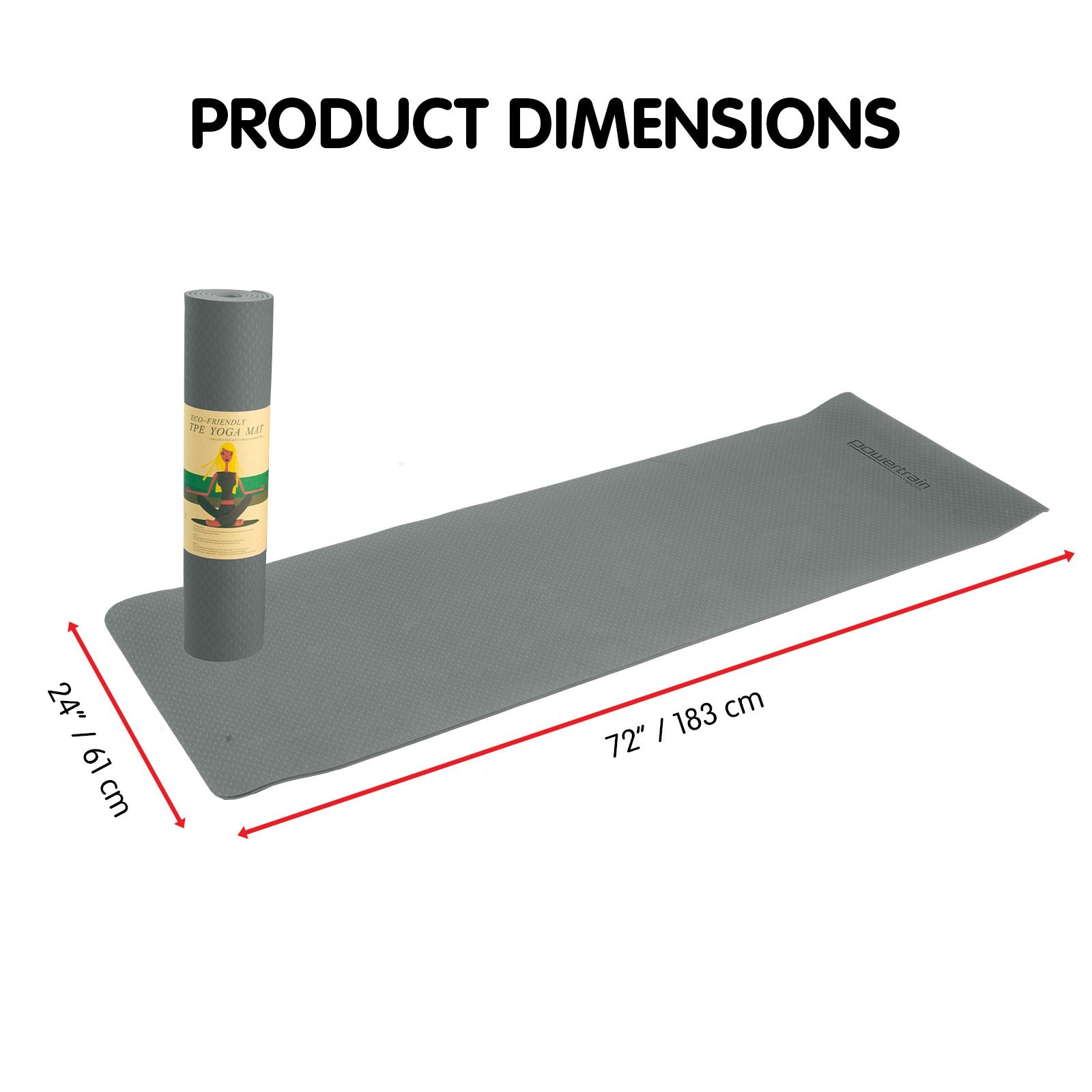 Powertrain Eco-friendly Dual Layer 6mm Yoga Mat | Slate Grey | Non-slip Surface And Carry Strap For Ultimate Comfort And Portability - ShopFrenzy