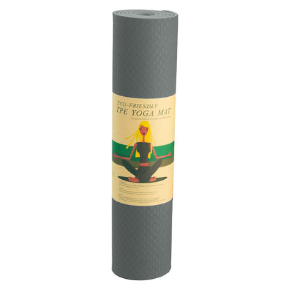 Powertrain Eco-friendly Dual Layer 6mm Yoga Mat | Slate Grey | Non-slip Surface And Carry Strap For Ultimate Comfort And Portability - ShopFrenzy