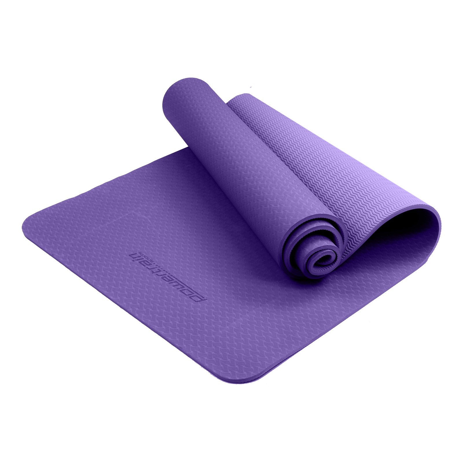 Powertrain Eco-friendly Dual Layer 6mm Yoga Mat | Dark Lavender | Non-slip Surface And Carry Strap For Ultimate Comfort And Portability - ShopFrenzy