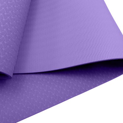 Powertrain Eco-friendly Dual Layer 6mm Yoga Mat | Dark Lavender | Non-slip Surface And Carry Strap For Ultimate Comfort And Portability - ShopFrenzy