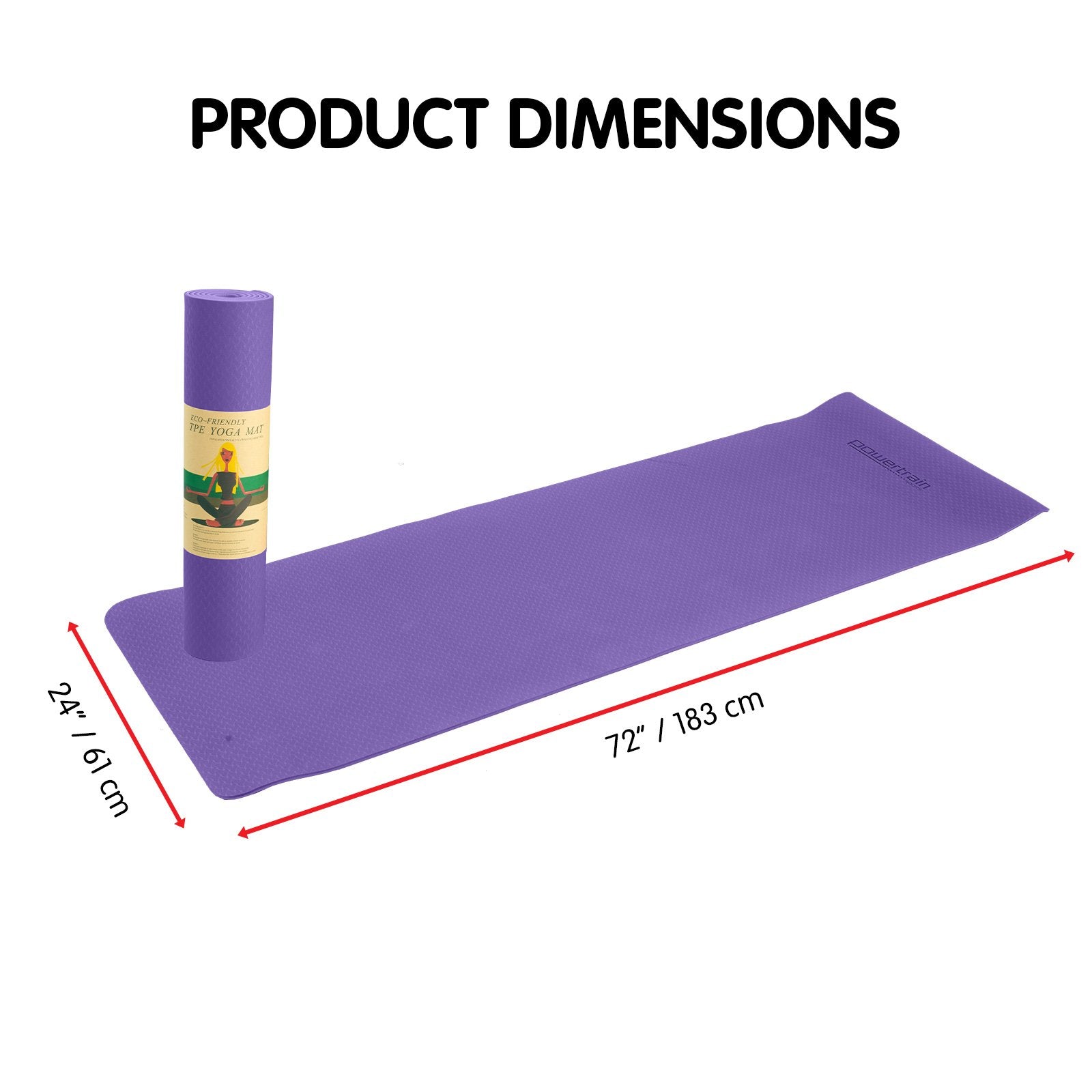 Powertrain Eco-friendly Dual Layer 6mm Yoga Mat | Dark Lavender | Non-slip Surface And Carry Strap For Ultimate Comfort And Portability - ShopFrenzy