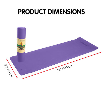 Powertrain Eco-friendly Dual Layer 6mm Yoga Mat | Dark Lavender | Non-slip Surface And Carry Strap For Ultimate Comfort And Portability - ShopFrenzy