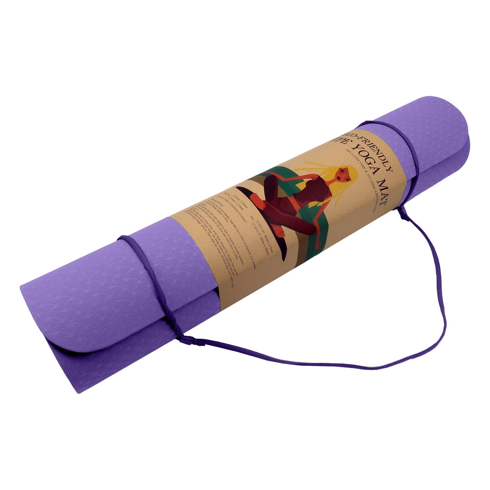 Powertrain Eco-friendly Dual Layer 6mm Yoga Mat | Dark Lavender | Non-slip Surface And Carry Strap For Ultimate Comfort And Portability - ShopFrenzy