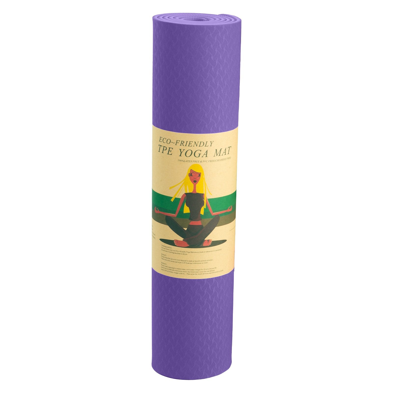 Powertrain Eco-friendly Dual Layer 6mm Yoga Mat | Dark Lavender | Non-slip Surface And Carry Strap For Ultimate Comfort And Portability - ShopFrenzy