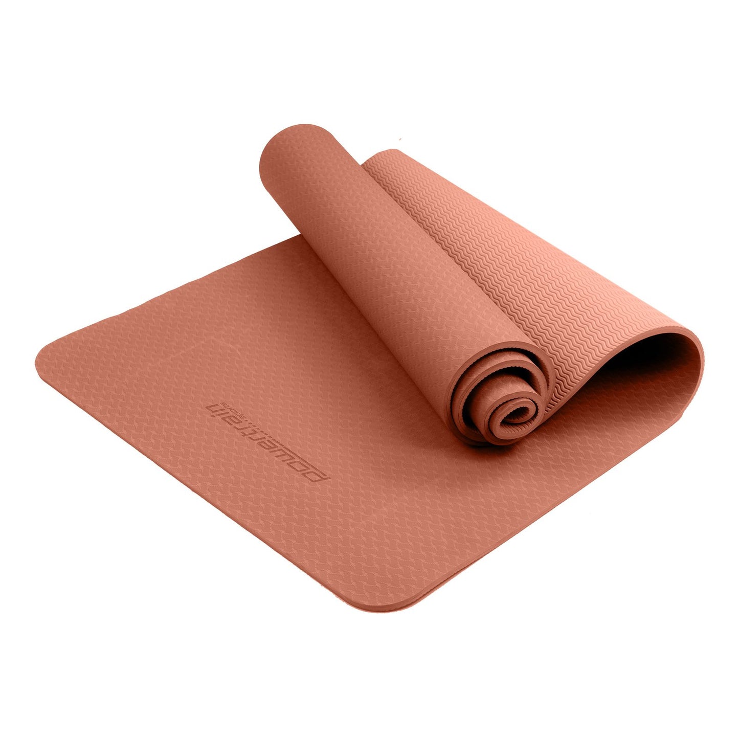 Powertrain Eco-friendly Dual Layer 6mm Yoga Mat | Peach | Non-slip Surface And Carry Strap For Ultimate Comfort And Portability - ShopFrenzy