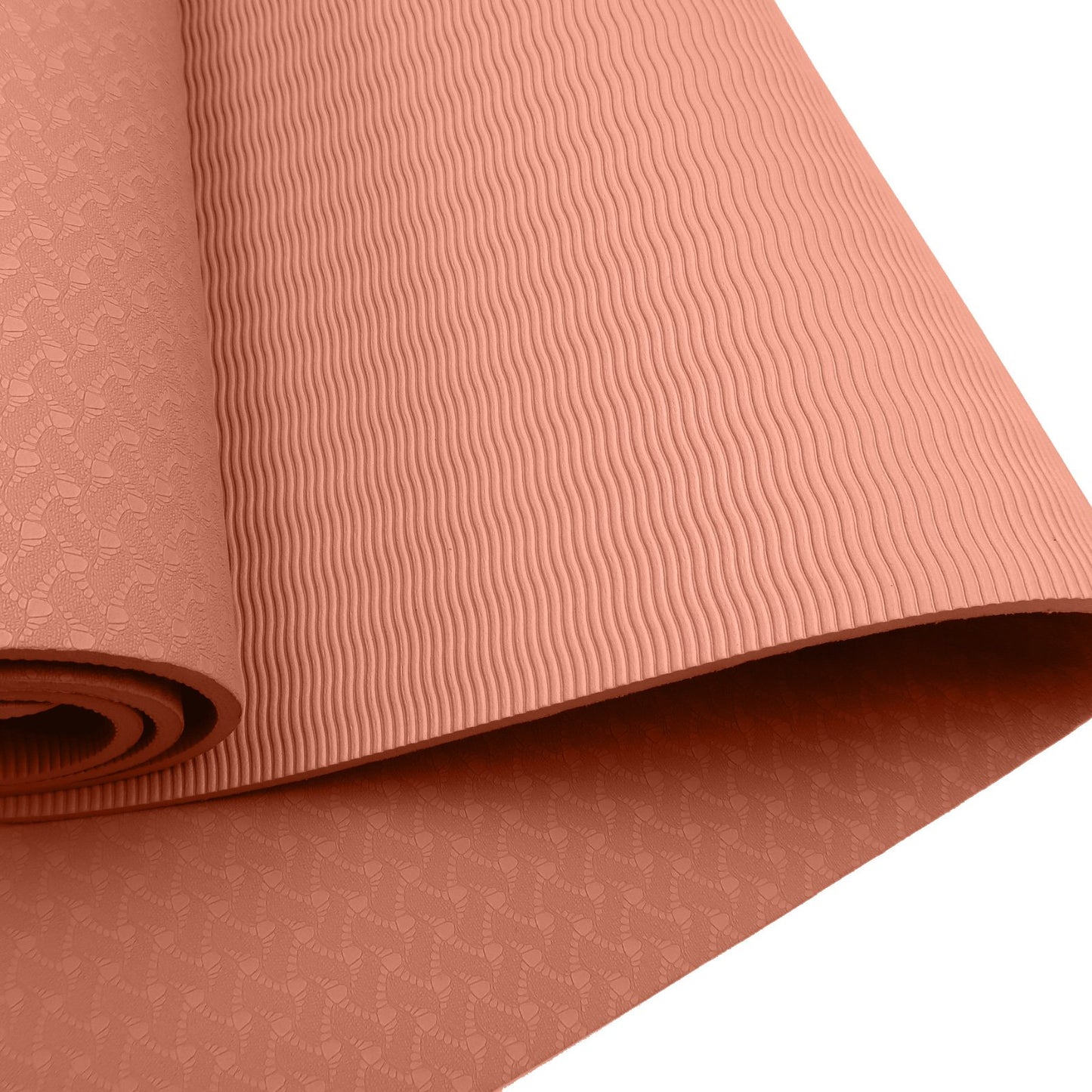 Powertrain Eco-friendly Dual Layer 6mm Yoga Mat | Peach | Non-slip Surface And Carry Strap For Ultimate Comfort And Portability - ShopFrenzy