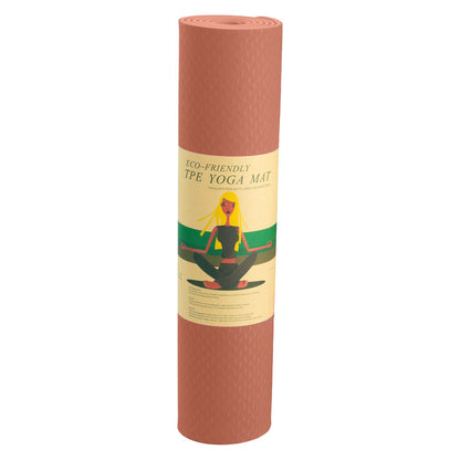 Powertrain Eco-friendly Dual Layer 6mm Yoga Mat | Peach | Non-slip Surface And Carry Strap For Ultimate Comfort And Portability - ShopFrenzy