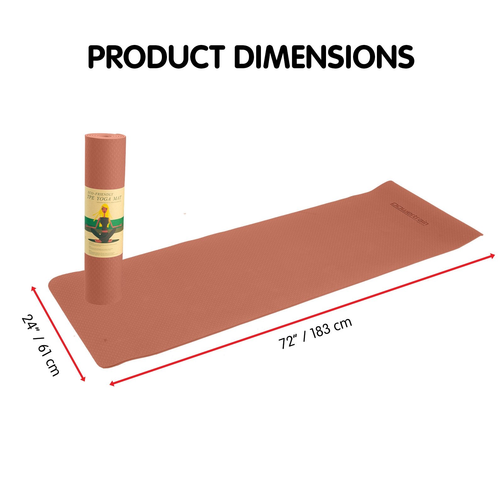 Powertrain Eco-friendly Dual Layer 6mm Yoga Mat | Peach | Non-slip Surface And Carry Strap For Ultimate Comfort And Portability - ShopFrenzy