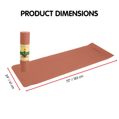 Powertrain Eco-friendly Dual Layer 6mm Yoga Mat | Peach | Non-slip Surface And Carry Strap For Ultimate Comfort And Portability - ShopFrenzy